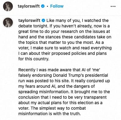 Taylor Swift's Harris endorsement