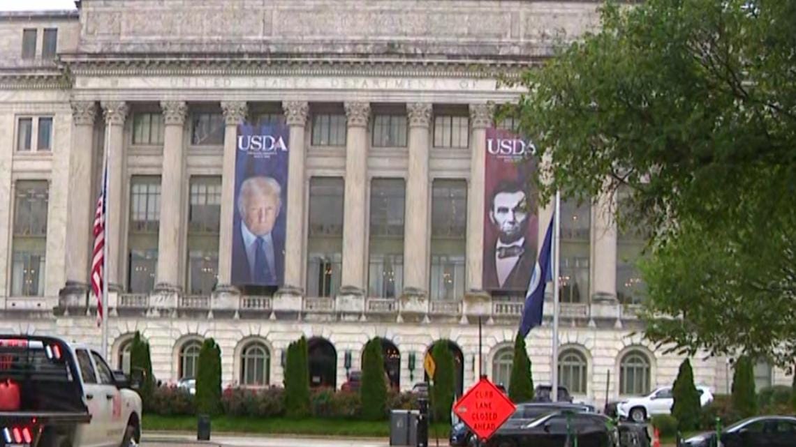 Trump official photo hangs outside USDA building, next to ...