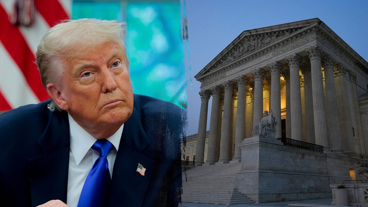 Protesters outside Supreme Court during birthright citizenship case