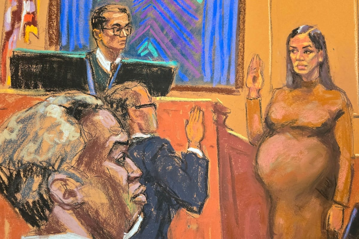 Cassie testifying in court during Diddy's trial