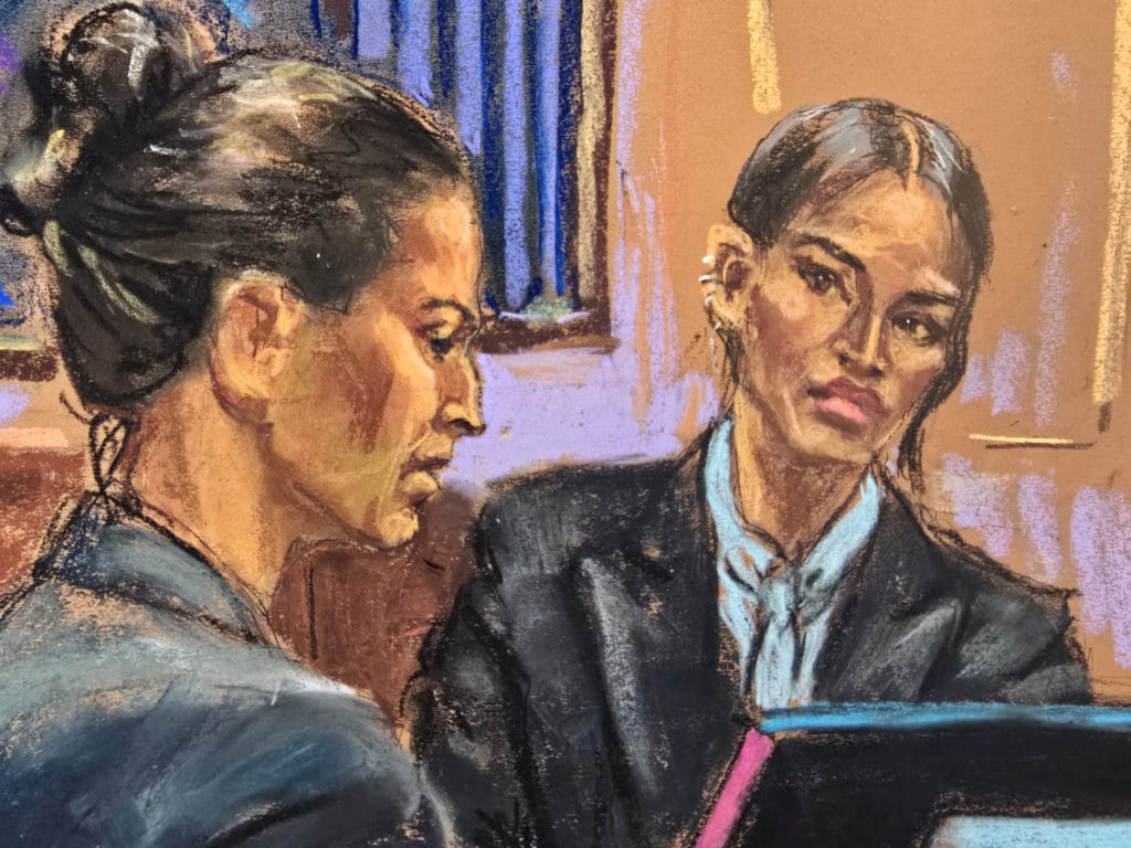 Cassie Ventura reading messages during cross-examination