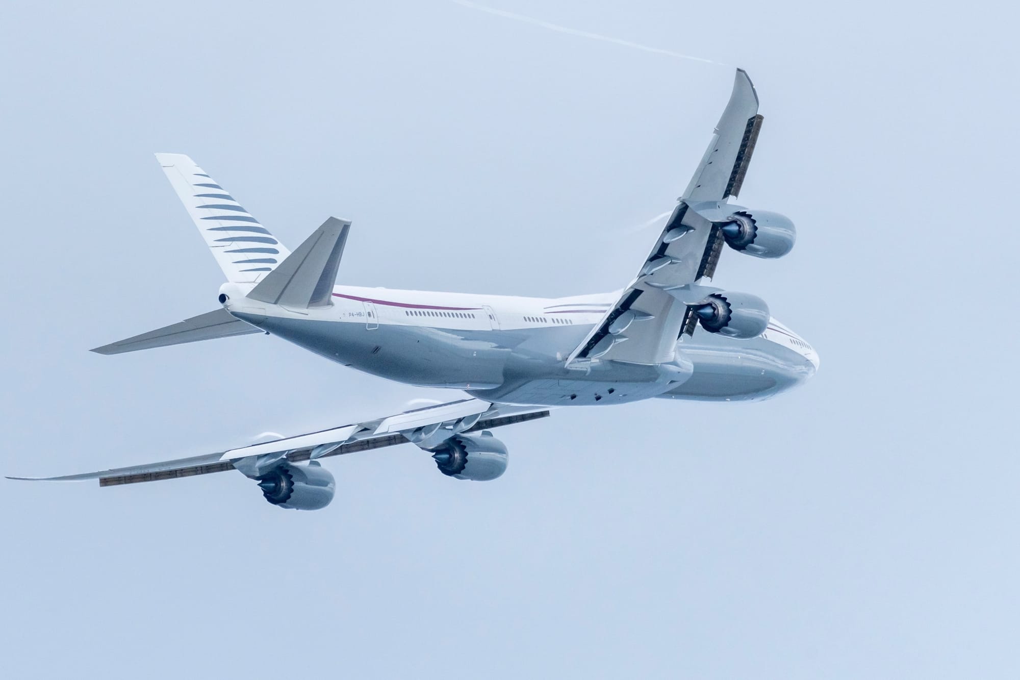 The Boeing 747 with Qatari royal family colors at San Antonio airport